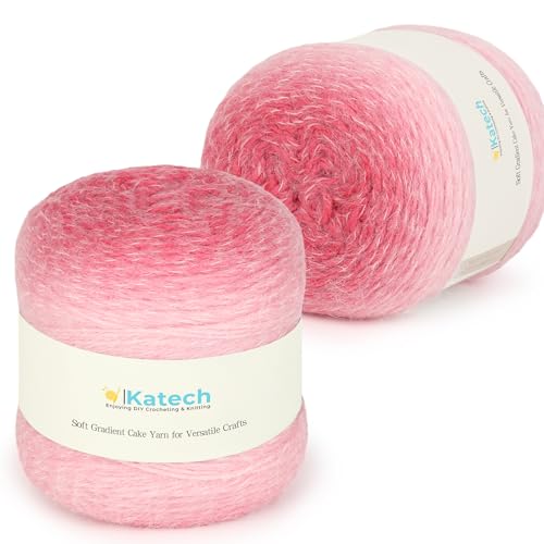 Katech Farbverlaufskuchengarn zum Häkeln, weiches Ombré-Garn mit lebendigen Farben, 2 Stück, 400 m/189,9 g, 80 % Acryl, 20 % Nylon, #4 Medium, perfekt für Sterndecken, Schals, Schals und Katech Farbverlaufskuchengarn zum Häkeln, weiches Ombré-Garn mit lebendigen Farben, 2 Stück, 400 m/189,9 g, 80 % Acryl, 20 % Nylon, #4 Medium, perfekt für Sterndecken, Schals, Schals und von Katech