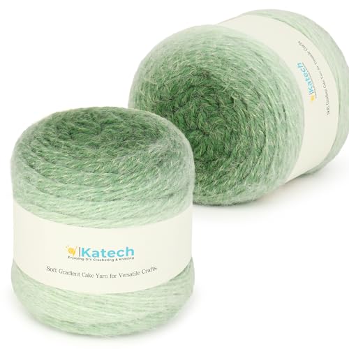Katech Farbverlaufskuchengarn zum Häkeln, weiches Ombré-Garn mit lebendigen Farben, 2 Stück, 400 m/189,9 g, 80 % Acryl, 20 % Nylon, #4 Medium, perfekt für Sterndecken, Schals, Schals und Katech Farbverlaufskuchengarn zum Häkeln, weiches Ombré-Garn mit lebendigen Farben, 2 Stück, 400 m/189,9 g, 80 % Acryl, 20 % Nylon, #4 Medium, perfekt für Sterndecken, Schals, Schals und von Katech