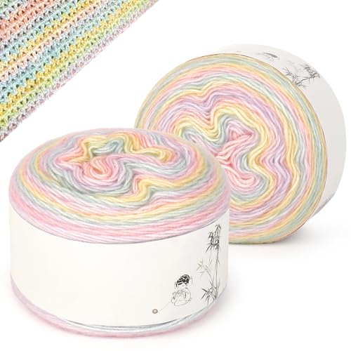 Katech Ombré-Garn zum Häkeln, Stricken, Farbverlauf, Kuchen, bunt, weiches Garn mit lebendigen Farben, mehrfarbig, perfekt für Decken, Schals, Schals und Kleidungsstücke (Farbe D) von Katech