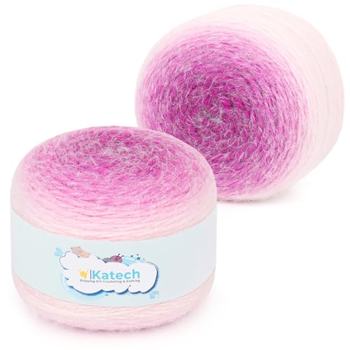 Katech Ombré-Garn zum Häkeln, großer Knäuel, Farbverlaufsgarn, Cake-2 Stück, 190 g, 71 % Acryl, 29 % Nylon, #4, mittelweiches Strick-/Häkelgarn, für Sterndecken, Schals, Schals und Kleidungsstücke (C) Katech Ombré-Garn zum Häkeln, großer Knäuel, Farbverlaufsgarn, Cake-2 Stück, 190 g, 71 % Acryl, 29 % Nylon, #4, mittelweiches Strick-/Häkelgarn, für Sterndecken, Schals, Schals und Kleidungsstücke (C) von Katech