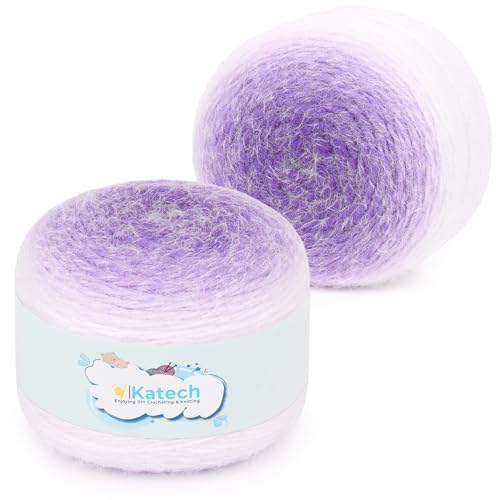 Katech Ombré-Garn zum Häkeln, großer Knäuel, Farbverlaufsgarn, Kuchen, 2 Stück, 190 g, 71 % Acryl, 29 % Nylon, #4, mittelweiches Strick-/Häkelgarn, für Sterndecken, Schals, Schals und Kleidungsstücke Katech Ombré-Garn zum Häkeln, großer Knäuel, Farbverlaufsgarn, Kuchen, 2 Stück, 190 g, 71 % Acryl, 29 % Nylon, #4, mittelweiches Strick-/Häkelgarn, für Sterndecken, Schals, Schals und Kleidungsstücke von Katech