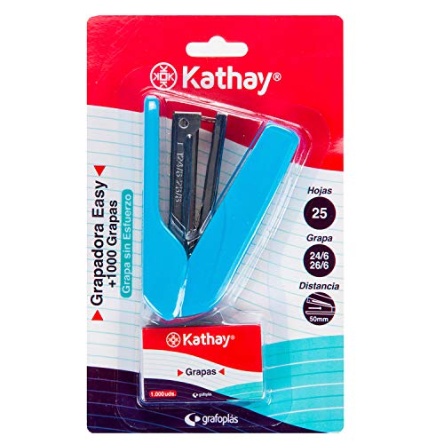 Kathay 86000330 Heftgerät Easy mit 1000 Heftklammern 24/6 26/6, bis zu 25 Blatt, zufällige Farben: Schwarz, Himmelblau, Rot, Grün Kathay 86000330 Heftgerät Easy mit 1000 Heftklammern 24/6 26/6, bis zu 25 Blatt, zufällige Farben: Schwarz, Himmelblau, Rot, Grün von Kathay