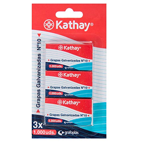 Kathay 86001100 Blister mit 3 Klammern à 1000 Stück verzinkt Nummer 10, rostfrei Kathay 86001100 Blister mit 3 Klammern à 1000 Stück verzinkt Nummer 10, rostfrei von Kathay