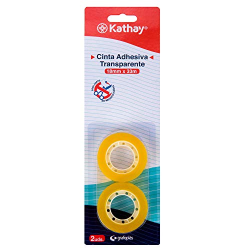 Kathay 86003100 Blister mit 2 Klebebändern, transparent, 18 mm x 33 m, hohe Widerstandsfähigkeit Kathay 86003100 Blister mit 2 Klebebändern, transparent, 18 mm x 33 m, hohe Widerstandsfähigkeit von Kathay