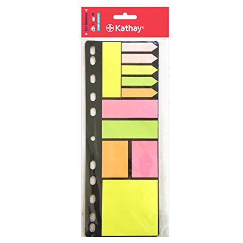 Kathay 86007599 Notizzettel-Set in verschiedenen Farben, Formen und Größen mit Halterung zum Einsetzen in Ihre Ringbuchmappe von Kathay