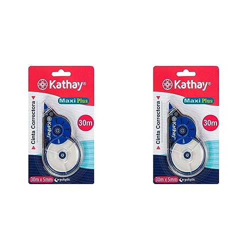 Kathay 86028999 Korrekturband Maxi Plus, 5 mm x 30 m, zufällige Farben: grün und blau, schnell trocknend (Packung mit 2) von Kathay