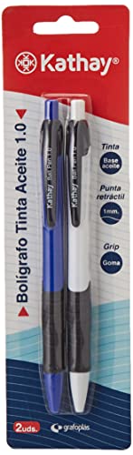 Kathay 86210499. Packung mit 2 Kugelschreibern mit Öltinte, Blau und Schwarz, 1 mm Spitze, perfekt für Büro Kathay 86210499. Packung mit 2 Kugelschreibern mit Öltinte, Blau und Schwarz, 1 mm Spitze, perfekt für Büro von Kathay