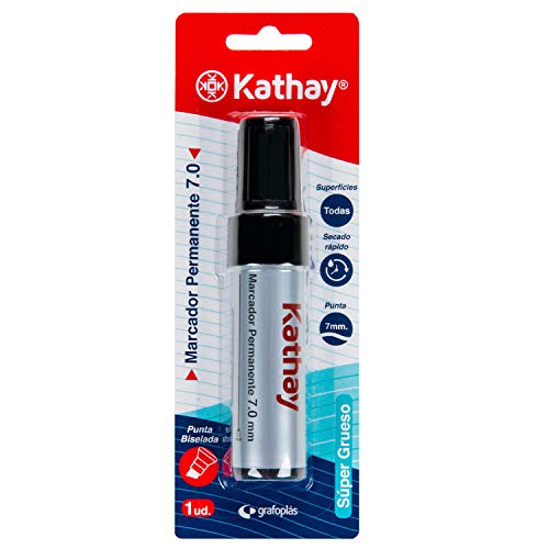 Kathay 86211010 Permanentmarker, abgeschrägte Spitze 7 mm, schwarz, schnell trocknend, für alle Oberflächen von Kathay