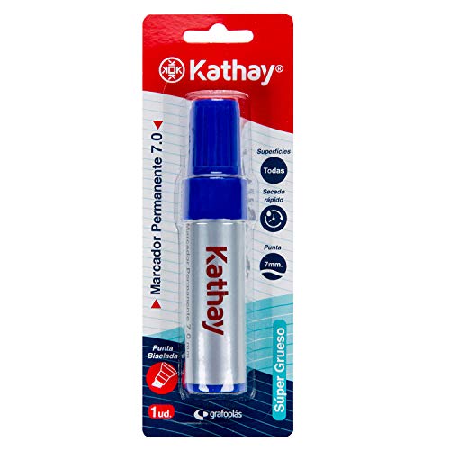 Kathay 86211030 Permanentmarker, abgeschrägte Spitze 7 mm, Blau, schnell trocknend, für alle Oberflächen von Kathay