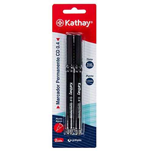 Kathay 86211210 2 Permanentmarker, schwarz, Nadelspitze 0,4 mm, perfekt für CDs von Kathay