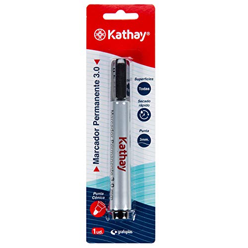 Kathay 86211510 Permanentmarker, schwarz, konisch, 3 mm, schnelltrocknend, für alle Arten von Oberflächen von Kathay