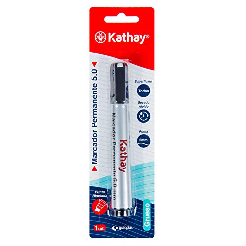 Kathay 86211710 Permanentmarker, schwarz, abgeschrägte Spitze 5 mm, schnell trocknend, für alle Oberflächen von Kathay
