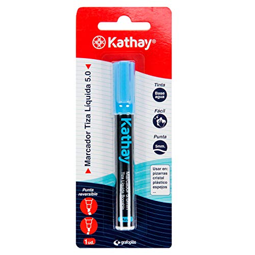 Kathay 86212630 Flüssigkreide-Marker, radierbar, blau, Spitze 5 mm, Tinte auf Wasserbasis, wendbare Spitze, ideal für Tafeln, Glas, Kunststoffe oder Spiegel Kathay 86212630 Flüssigkreide-Marker, radierbar, blau, Spitze 5 mm, Tinte auf Wasserbasis, wendbare Spitze, ideal für Tafeln, Glas, Kunststoffe oder Spiegel von Kathay