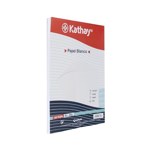 Kathay 86600070, 100 Blatt weißes Papier, A4, 80g, geeignet für Drucker, Ink-Jet, Copy, Laser und Fax von Kathay