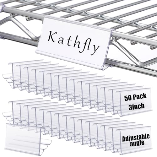 Kathfly Etikettenhalter aus Draht, transparent, schützend, PVC-Kunststoff, verstellbare Etikettenhalter, 3 Betrachtungswinkel, Regalanhänger für Drahtregale, Metro-Regal-Clips für Einzelhandel von Kathfly