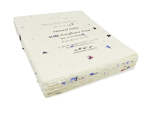 Handgefertigtes Lokta Laser- und Tintenstrahldruckerpapier mit Büttenrand, 21,6 x 27,9 cm, Vintage-Dekoratives Spezialdruckpapier (100 Blatt, Kornblume) von Kathmandu Valley Co.