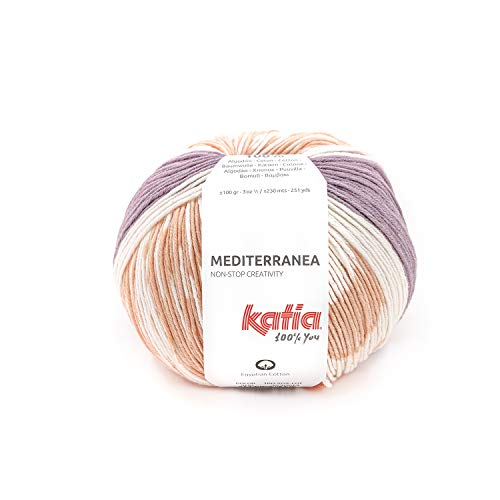 Katia Mediterranea color 300, 100g Baumwollgarn, Sommerwolle mit Jacquard Farbverlauf zum Stricken oder Häkeln von Katia / theofeel