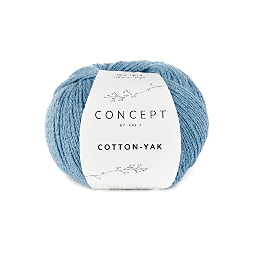 Katia Concept Cotton Yak Farbe 124 azur, Wolle mit Yakwolle und Baumwolle zum Stricken und Häkeln von Katia