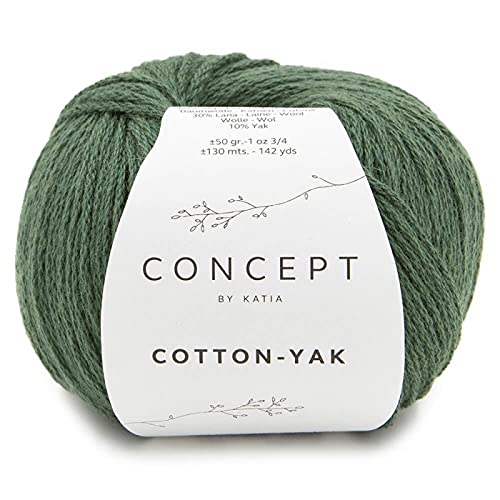 Katia Concept Cotton Yak Farbe 125 grün, Wolle mit Yakwolle und Baumwolle zum Stricken und Häkeln von Katia Concept