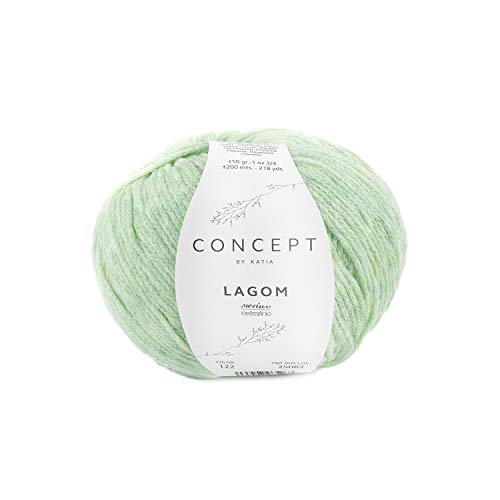Katia Lagom Color 122 Verde Pastell, 50g Merino Cotton Wolle, Merinowolle mit Baumwolle zum Sricken und Häkeln von Katia Concept