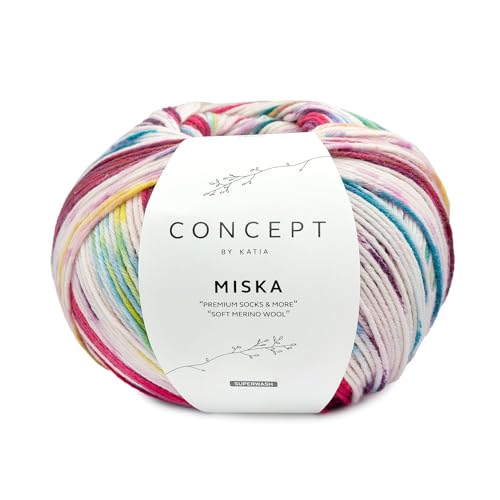 Katia 150g Concept 'Miska Socken' - Farbe: 100 - Fuchsia-Perlbrombeer-Grünblau - Aktuelle 6-Fach-Wolle aus der Socks & More-Kollektion Katia 150g Concept 'Miska Socken' - Farbe: 100 - Fuchsia-Perlbrombeer-Grünblau - Aktuelle 6-Fach-Wolle aus der Socks & More-Kollektion von Katıa