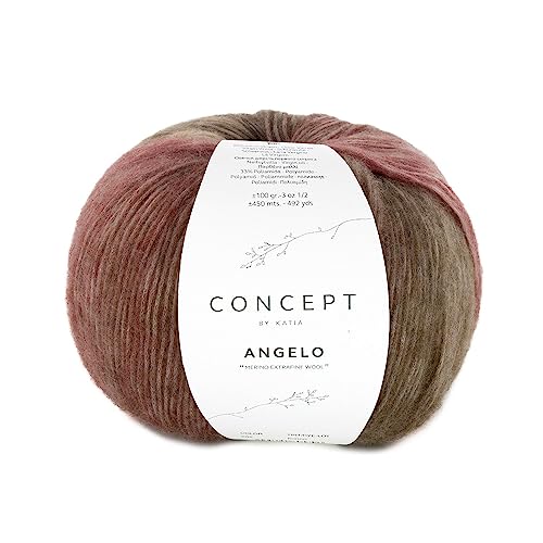 ANGELO Garn von Katia: 100 Gramm, 450 Meter, Braun-Rot-Beige (202), Wolle (Wolle) von Katıa