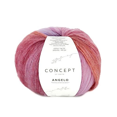 ANGELO von Katia. Rosa, Orange, Lila Garn, 100 Gramm, 450 Meter von Katıa