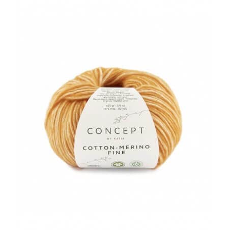 Concept 25g Cotton - Merino fine - Farbe: 82 - hellorange - Ein voluminöses Garn aus Bio-Baumwolle und bester Merinowolle, vereint in zarter Kettenstruktur. Concept 25g Cotton - Merino fine - Farbe: 82 - hellorange - Ein voluminöses Garn aus Bio-Baumwolle und bester Merinowolle, vereint in zarter Kettenstruktur. von Katia