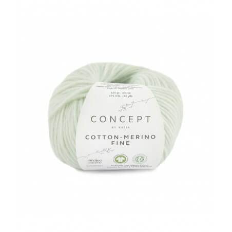 Concept 25g Cotton - Merino fine - Farbe: 84 - weißgrün - Ein voluminöses Garn aus Bio-Baumwolle und bester Merinowolle, vereint in zarter Kettenstruktur. von Katıa