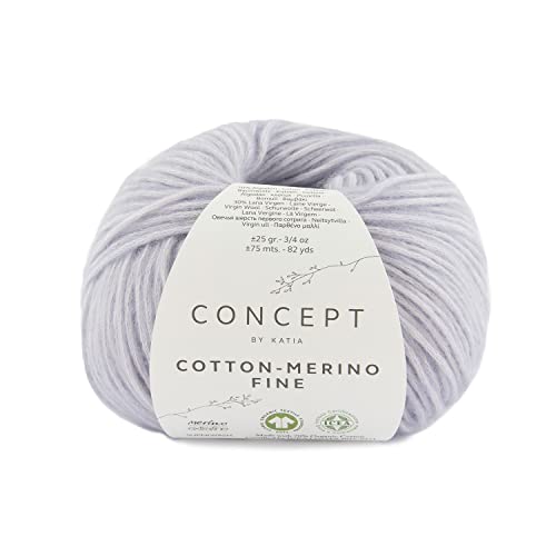 Concept 25g Cotton - Merino fine - Farbe: 86 - hellila - Ein voluminöses Garn aus Bio-Baumwolle und bester Merinowolle, vereint in zarter Kettenstruktur. Concept 25g Cotton - Merino fine - Farbe: 86 - hellila - Ein voluminöses Garn aus Bio-Baumwolle und bester Merinowolle, vereint in zarter Kettenstruktur. von Katia