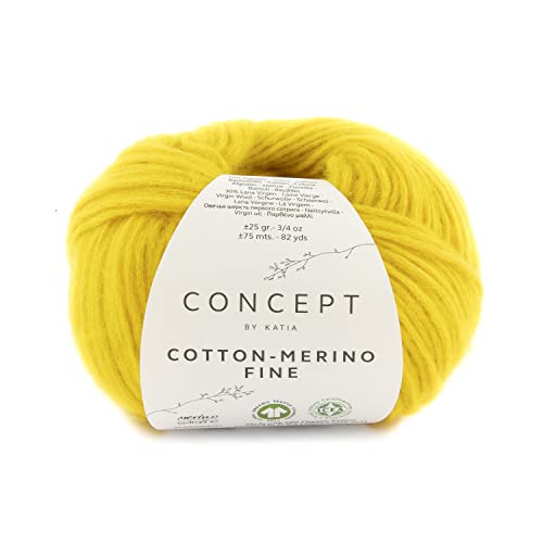 Concept 25g Cotton - Merino fine - Farbe: 91 - gelb - Ein voluminöses Garn aus Bio-Baumwolle und bester Merinowolle, vereint in zarter Kettenstruktur. von Katia