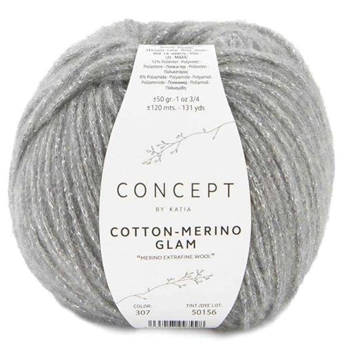 Concept 50g Cotton - Merino Glam - Farbe: 307 - grau - ist die Glamour-Version von Cotton-Merino, unserem Garn der Reihe Concept by Katia, das bei den Fans von Naturfasern sehr beliebt ist. Concept 50g Cotton - Merino Glam - Farbe: 307 - grau - ist die Glamour-Version von Cotton-Merino, unserem Garn der Reihe Concept by Katia, das bei den Fans von Naturfasern sehr beliebt ist. von Katıa