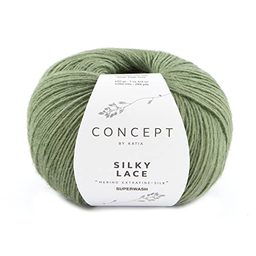 Concept 50g Silky Lace - Farbe: 186 - blassgrün - ein seidiges, leicht glänzendes Garn in sanften Farben Concept 50g Silky Lace - Farbe: 186 - blassgrün - ein seidiges, leicht glänzendes Garn in sanften Farben von Katıa