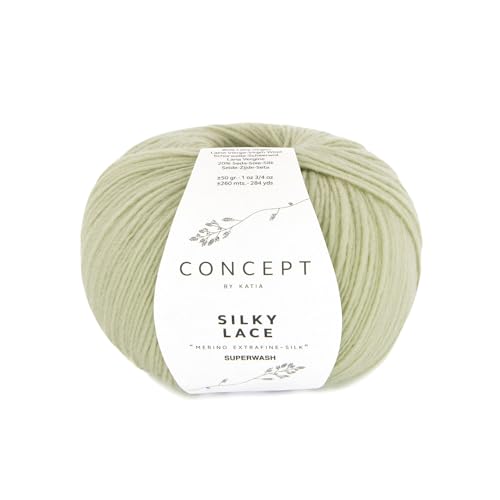 Concept 50g Silky Lace - Farbe: 188 - weißgrün - ein seidiges, leicht glänzendes Garn in sanften Farben von Katia