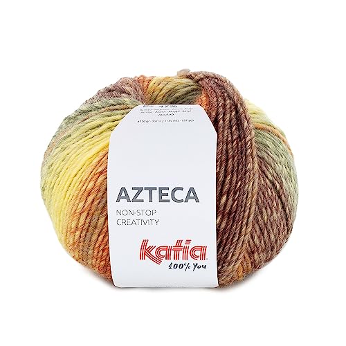Katia - 100g Azteca - Jeans-Gelb-Grün, Wolle-Polyacryl (53%, 47%), 180m, 5-5,5mm, 10x10cm von Katia