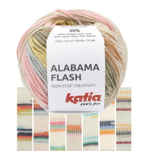 Katia Alabama Flash | Buntes Baumwollmischgarn zum Stricken und Häkeln | Sommerwolle Baumwollgarn mit Farbverlauf | 50g 105m (103) von Katia