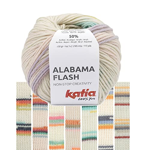 Katia Alabama Flash | Buntes Baumwollmischgarn zum Stricken und Häkeln | Sommerwolle Baumwollgarn mit Farbverlauf | 50g 105m (105) von Katia