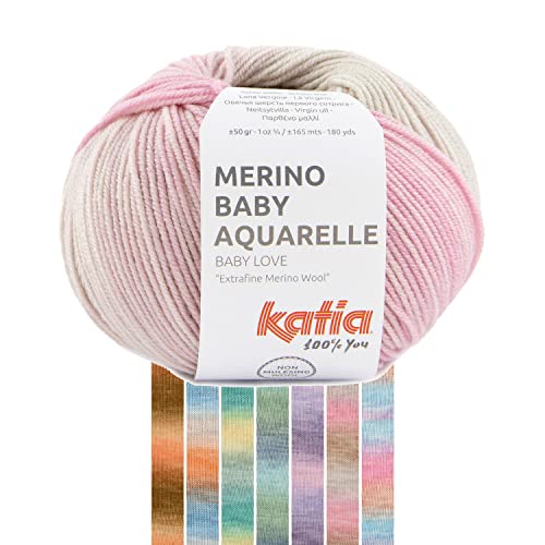 Katia Babywolle Merino Baby Aquarelle, Wolle mit Farbverlauf, sehr weich und pflegeleicht, Easy Care Waschmaschine + Trockner geeignet | 50g (356) von Katia