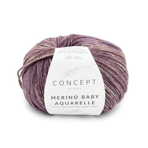 Katia Babywolle Merino Baby Aquarelle, Wolle mit Farbverlauf, sehr weich und pflegeleicht, Easy Care Waschmaschine + Trockner geeignet | 50g (365) von Katia