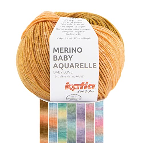 Katia Babywolle Merino Baby Aquarelle | Wolle mit Farbverlauf | sehr weich und pflegeleicht | Easy Care Waschmaschine + Trockner geeignet | 50g (351) von Katia