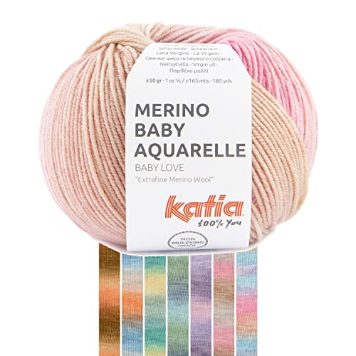 Katia Babywolle Merino Baby Aquarelle | Wolle mit Farbverlauf | sehr weich und pflegeleicht | Easy Care Waschmaschine + Trockner geeignet | 50g (357) von Katia
