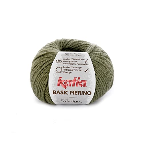 Katia Basic Merino - Farbe: Kaki Claro (70) - 50 g/ca. 120 m Wolle von Katia