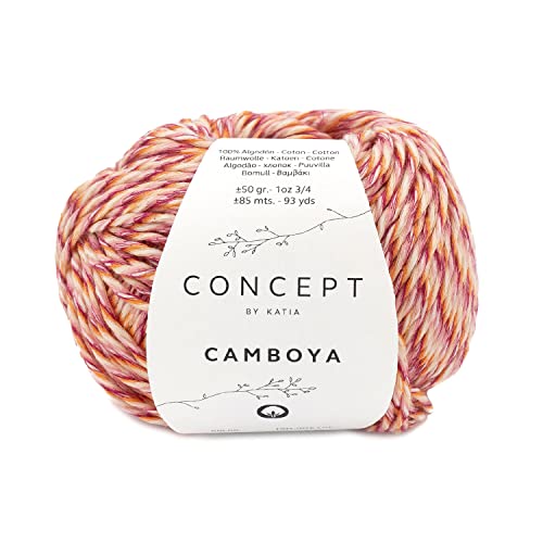 Katia Camboya 50g | Baumwollgarn zum Stricken und Häkeln | Strickgarn Baumwolle | Sommer Mouliné Wolle (76) von Katia