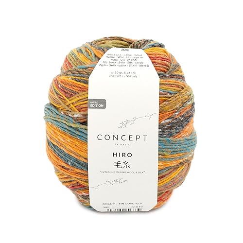 Katia Concept Hiro, Wolle mit Seide zum stricken oder häkeln, Farbverlaufswolle, 150g (302) von Katia