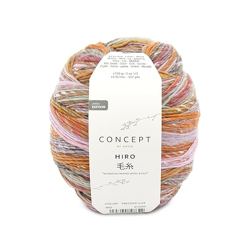Katia Concept Hiro, Wolle mit Seide zum stricken oder häkeln, Farbverlaufswolle, 150g (303) von Katia