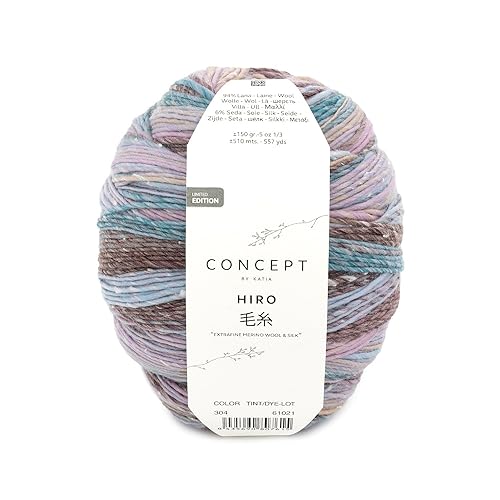 Katia Concept Hiro, Wolle mit Seide zum stricken oder häkeln, Farbverlaufswolle, 150g (304) von Katia