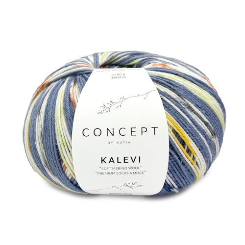 Katia Concept Kalevi Sockenwolle 4-fach 202 - blau/beige/grün/braun von Katıa
