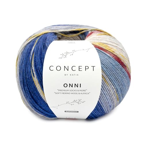 Katia Concept Onni Socks 4-fach mit Alpaka 401, Grau-Blau-Bordeaux (401) von Katıa