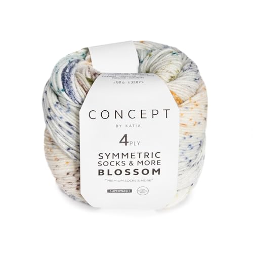 Katia Concept Symmetric Socks & More Blossom 4ply, Sockenwolle mit Farbverlauf, Strumpfwolle 4-fach, Sockengarn 4-fädig, 75% Wolle (Merino mulesingfrei), 25% Polyamid (63) von Katia