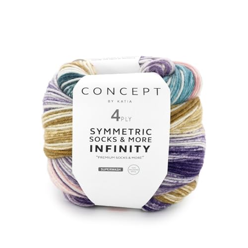 Katia Concept Symmetric Socks & More Infinity 4ply, Sockenwolle mit Farbverlauf, Strumpfwolle 4-fach, Sockengarn 4-fädig, 75% Wolle (Merino mulesingfrei), 25% Polyamid (93) von Katia